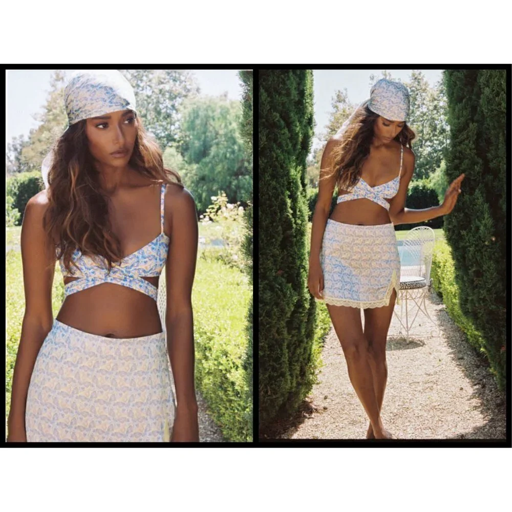 💕FRANKIE'S BIKINIS💕 Falcon Bikini TOP ~ Monarch Butterfly Print Large L NWT